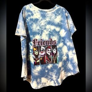 Women’s Jane and DeLancey Villian friends graphic blue tie dye top
